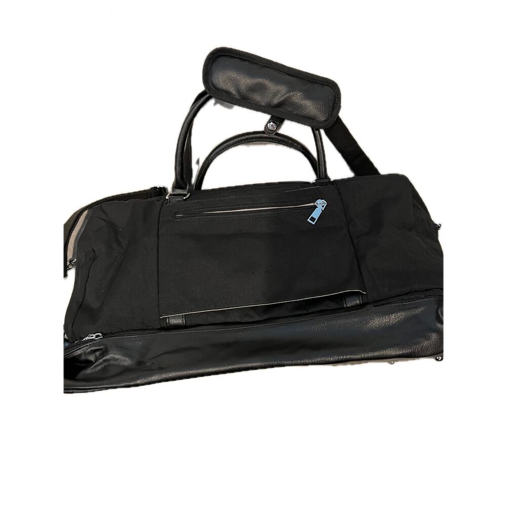 IBFun Black Canvas Faux Leather Tote Bag  20"x12"x10"